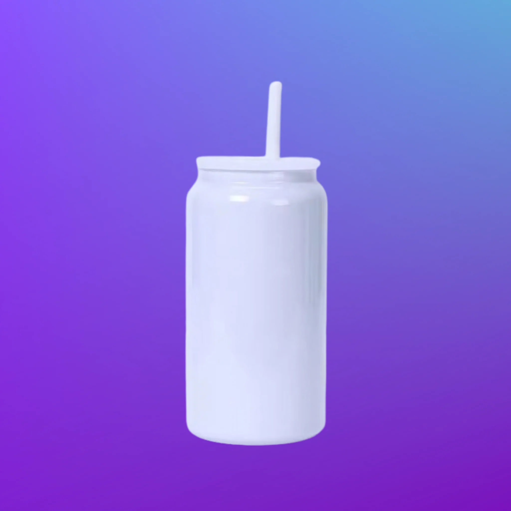 16oz Sublimation Gloss White Stainless Steel Tumbler With Straw