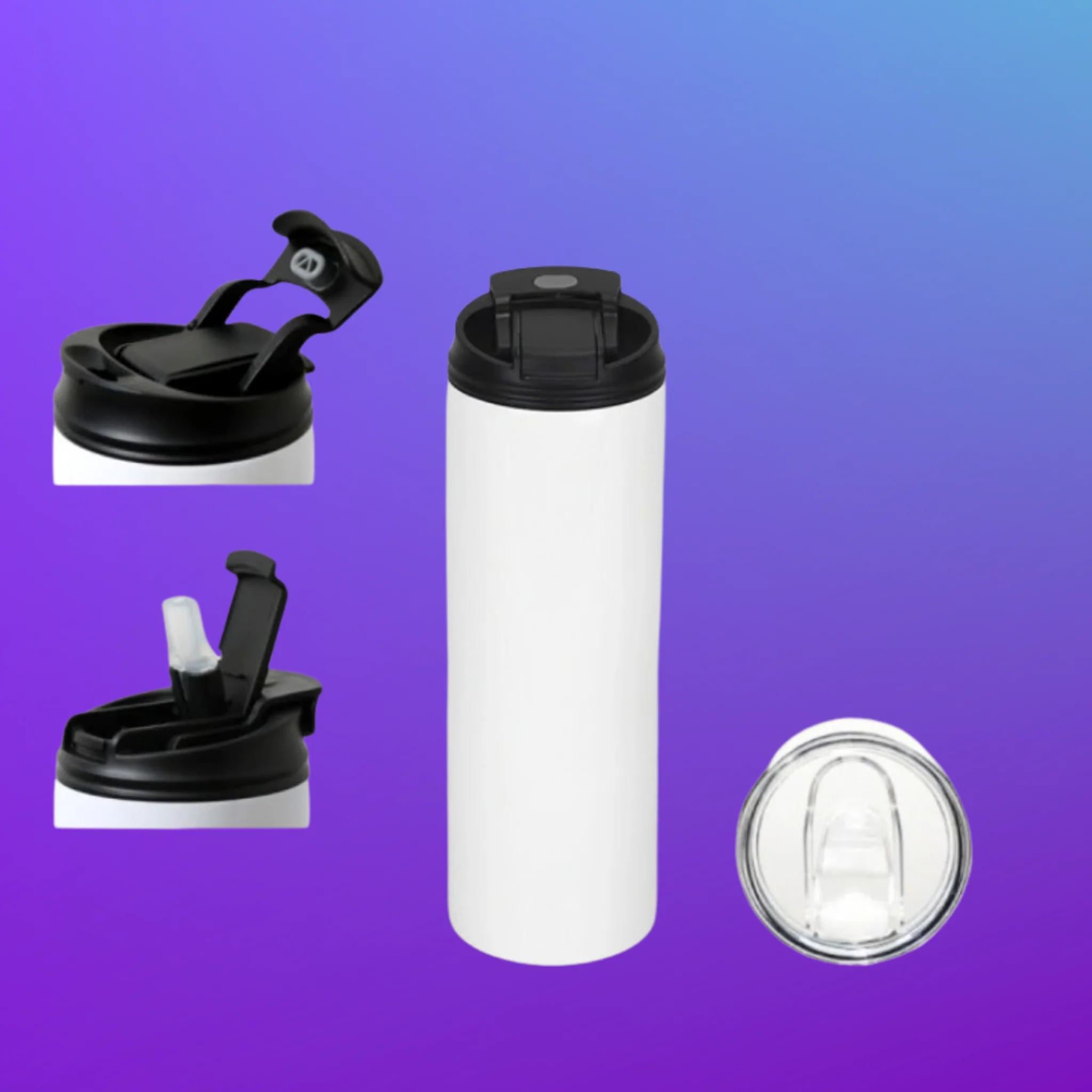 20 oz 2 Lid Sublimation White Tumbler With 2 Lids & Straw