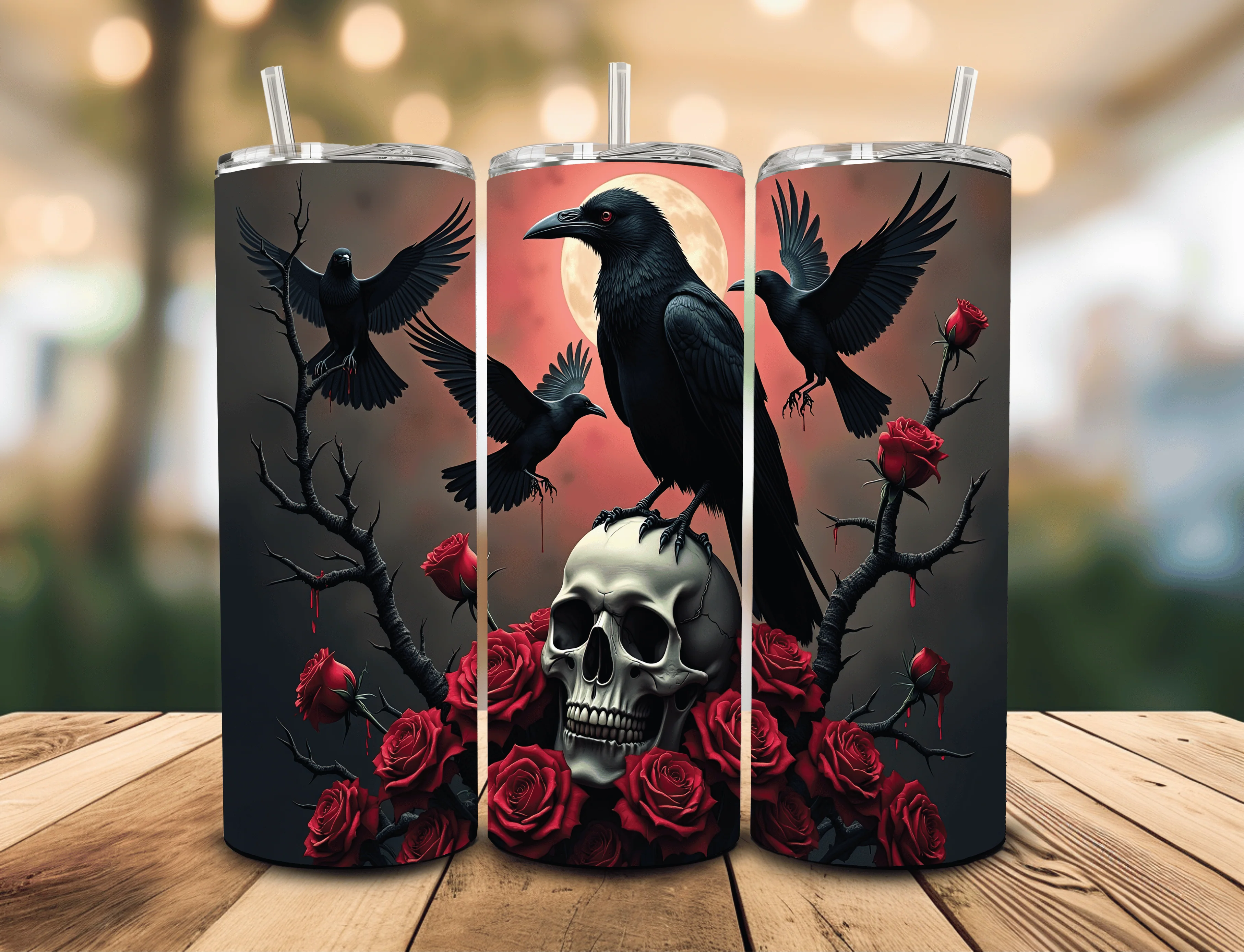 Black Crows & Skull 20 oz Insulated Tumbler