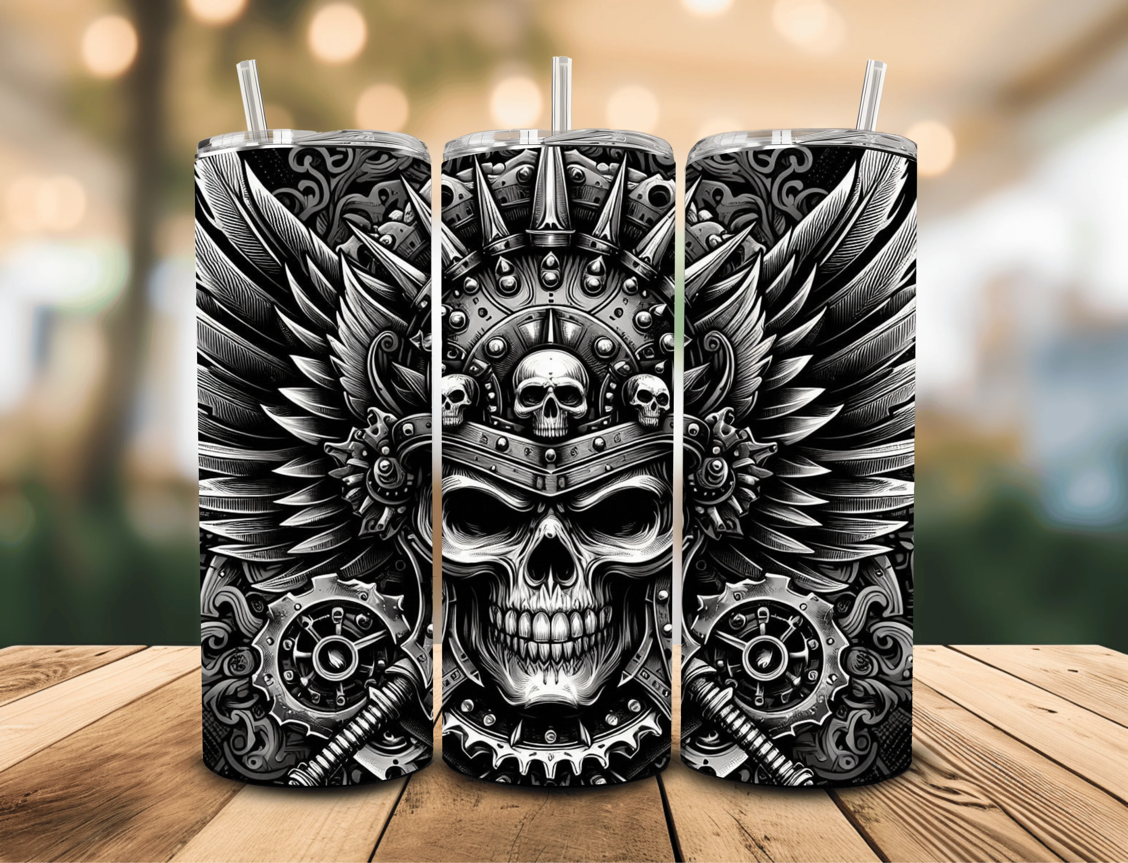 Black & White Skull 20 oz Insulated Tumbler