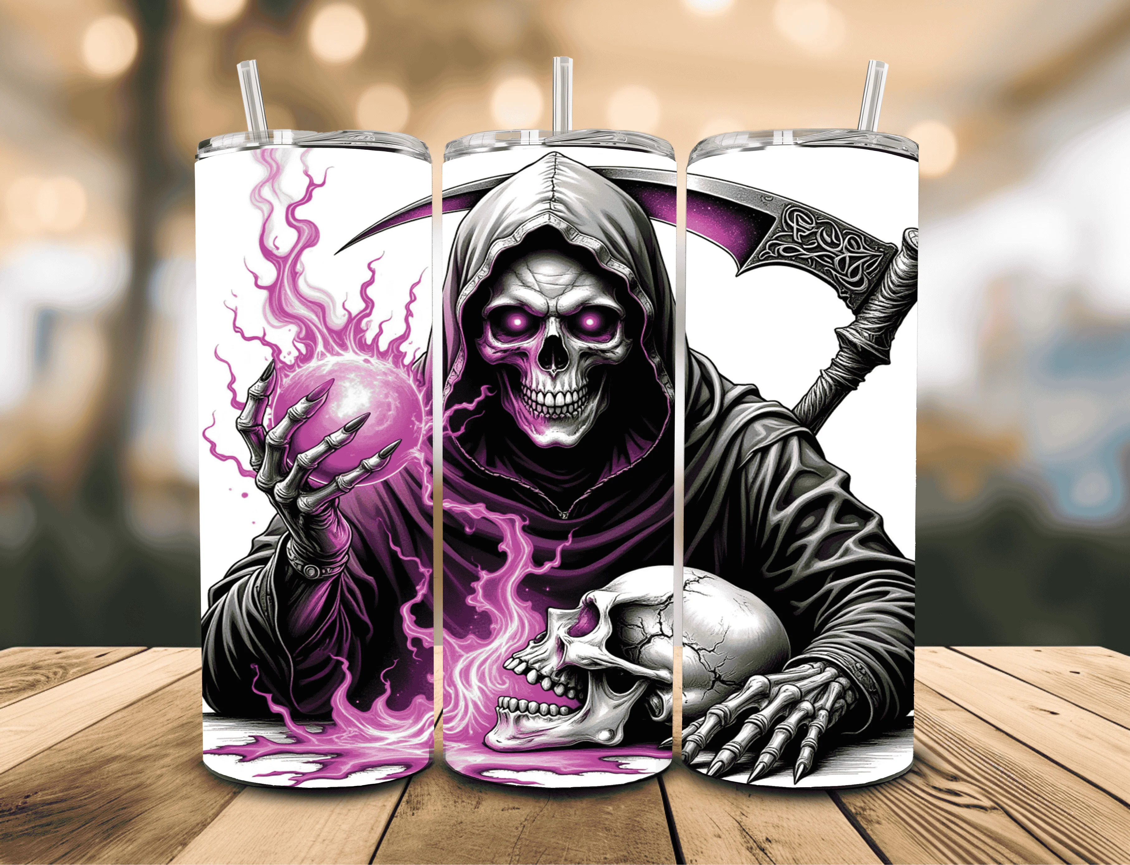 Reaper with Purple Crystal Orb  20 oz Insulated Tumbler